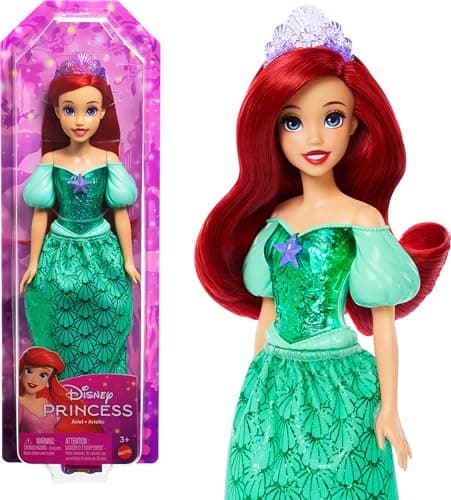 Mattel Disney Princess Ariel Doll in Sparkling Fashion with Removable Skirt, Tiara and Shoes, Posable & Collectible, Inspired by the Little Mermaid