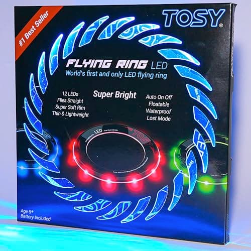 TOSY Flying Ring - 12 Monocolor LEDs, Super Bright, Lost Mode, Auto Light Up, Birthday Gift for Kid/Teen/Boy/Girl, Safe, Waterproof,...