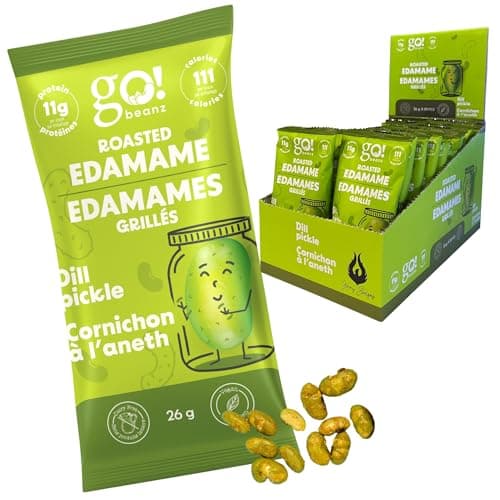 GoBeanz Crunchy Roasted Edamame, Tasty Dill Pickle High Protein Healthy Snack, For Adults & Kids, 20 Single Serve Packs, Low calorie, Low Sugar...