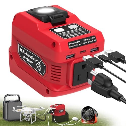 220W Power Inverter for Milwaukee 18V Battery, DC 18V to AC 110V Battery Inverter, Portable Power Station Generator with 1 AC Outlet, 2 USB Ports &...