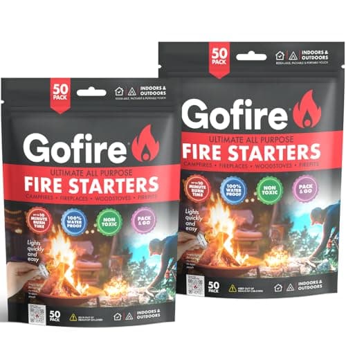 GoFire Fire Starters, Waterproof, Non Toxic, Packable Fire Starter! Perfect for Wood Stove. Firestarters for Wood Burning. (100 Pack)