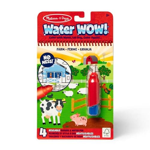 Melissa & Doug Water Wow! Mess Free Coloring Book, Reusable Water-Reveal Activity Pad, On the Farm, Travel Toys, Party Favors, for Toddlers & Kids...
