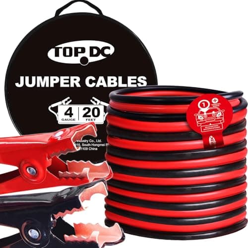 Câbles de démarrage TOPDC Calibre 4 20 pieds -40 ℉ à 167 ℉ Câbles de démarrage robustes avec sac de transport (4AWG x 20Ft)