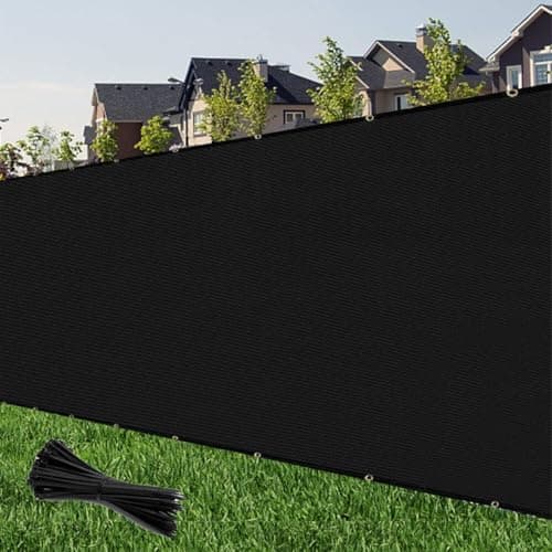 Écran de clôture de confidentialité 6 pieds x 50 pieds, maille de clôture de jardin noire, couverture en tissu d'ombrage robuste, couverture de pare-brise de terrasse de patio, clôture à maillons de chaîne, protection UV...