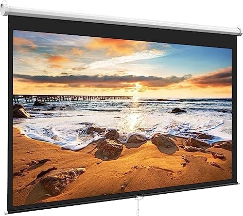 Écran de projecteur 100 pouces 16:9 - Écran de projection portable à verrouillage automatique pour 4K 3D 1080P HD - Écran de projecteur manuel déroulant pour intérieur extérieur...