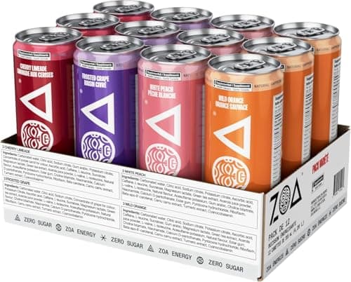 ZOA Sugar Free Energy Drinks, Variety Pack - 355ml (Pack of 12)