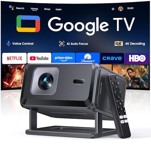 Projecteur intelligent 4K 【Google TV intégré】 Mini projecteurs à courte focale, projecteur portable avec mise au point automatique et Keystone | Compatible avec Netflix, 1080P...