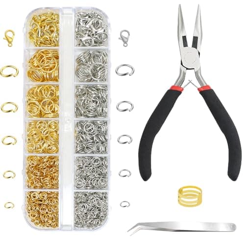 1440 Pcs Open Jump Ring and Lobster Clasp Kit Gold Silver Jewelry Repair Kit with Jump Ring Pliers for Jewelry Making Supplies and Necklace Repair