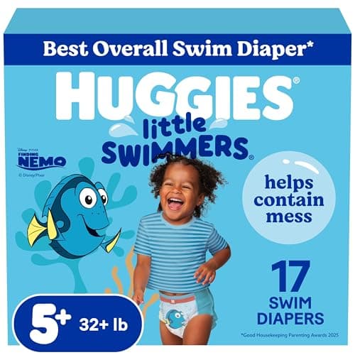 Couches de bain HUGGIES, taille 5-6 grandes, culottes de bain jetables Huggies Little Swimmers, 17 ct (l'emballage peut varier)