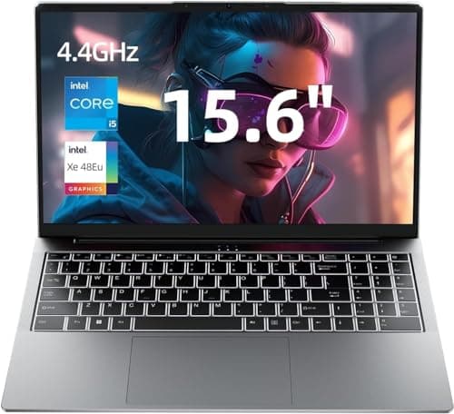 Ordinateur portable Jumper 2025, processeur Intel 12e i5 à 8 cœurs (jusqu'à 4,4 GHz), 16 Go DDR4 512 Go NVME SSD, écran FHD IPS 15,6", batterie 62,7 Wh, WiFi-6,...