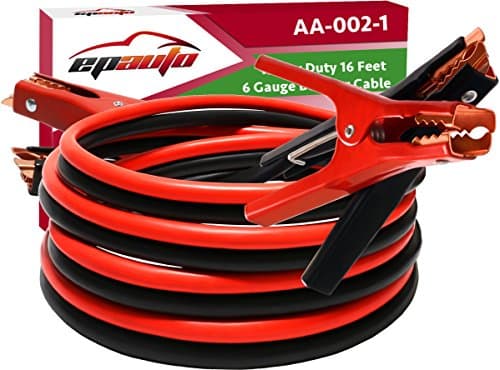 Câbles de démarrage EPAuto de calibre 6 x 16 pieds pour voiture et SUV. Kit de suralimentation de batterie d'urgence avec gants de sécurité et sac de voyage (démarrage sécurisé pour...