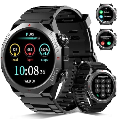 Military Smart Watch for Men (Answer/Make Calls), 1.39"HD Touchscreen Fitness Tracker with Sleep/Heart Rate/Blood Oxygen Monitor, 110+ Sport Modes,...