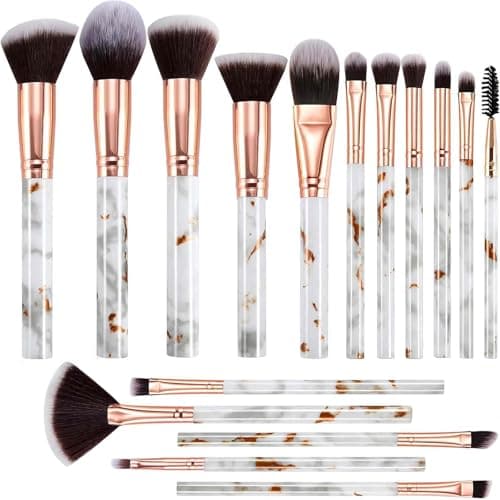 DUAIU Lot de 16 pinceaux de maquillage synthétiques de qualité supérieure pour poudre Kabuki, blush, contour, fond de teint, correcteur, mélange de fard à paupières