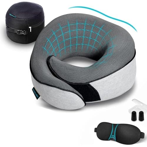 Proglobe Orthopedic Neck Pillow Travel Neck Pillows for Airplanes, Memory Foam Kit, Updated Resting Material, Airplane Travel Set with 3D Contoured...