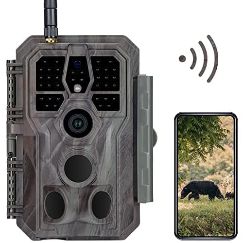 Caméra de surveillance WiFi GardePro E8 (non cellulaire), photos 48MP, vidéos HD 1296P, angle de détection de 120° avec détection de mouvement triple PIR 0,1 s jusqu'à 100...