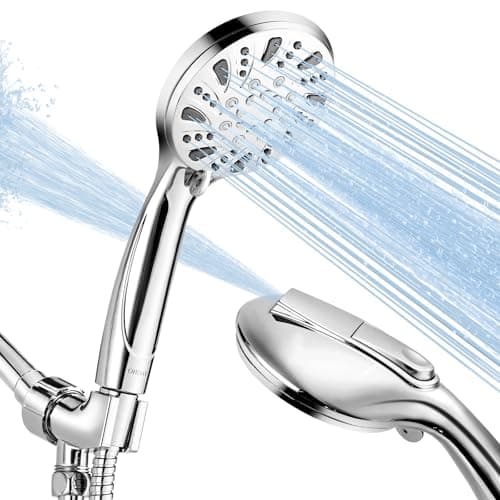 Pomme de douche haute pression avec main - Pomme de douche puissante OHDAY® à 6 modes avec tuyau en acier inoxydable de 70'', support réglable et alimentation intégrée...
