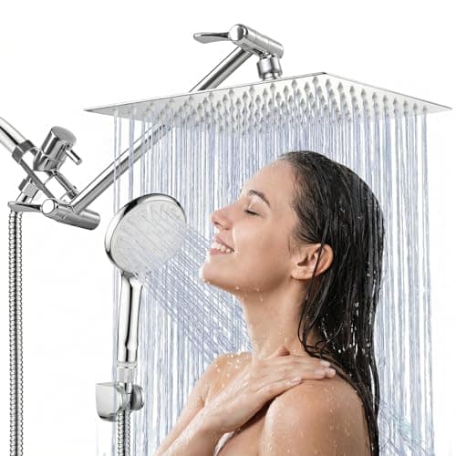 Prix ​​le plus bas en 30 jours | Pomme de douche, pomme de douche à pluie haute pression de 8 pouces/douche à main combinée avec 11 pouces E...
