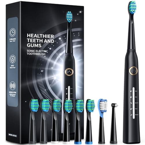TEETHEORY Sonic Electric Toothbrushes for Adults and Kids, 8 Brush Heads Electric Toothbrush with 40000 VPM Deep Clean 5 Modes, Rechargeable Fast...