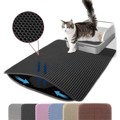 Petinstinct Cat Litter Mat, 60x45cm Large Honeycomb Double Layer Cat Litter Mat Trapper, Non Slip Waterproof Urine Proof Cat Litter Box Mat for...
