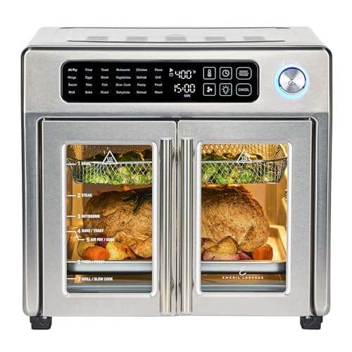 Emeril Lagasse Extra Large French Door Air Fryer Toaster Oven Combo, 25 Cooking Functions and Digital Controls, 7 Accessories Included, Stainless...