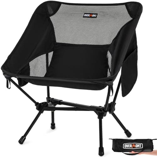 Overmont Lightweight Folding Camping Chair - Compact Backpacking Chair with Anti-Slip Feet Side Pocket Carry Bag - Stable Portable Ultralight for...