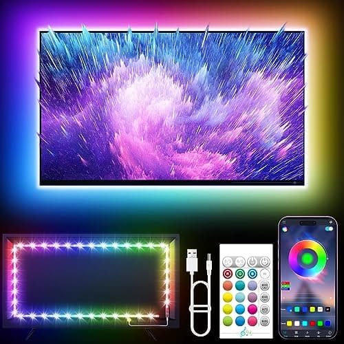 Bande de rétroéclairage LED KANTUTOE TV, lumières LED de 16,4 pieds pour téléviseurs de 50 à 75 pouces, lumières TV RVB derrière avec application Bluetooth et télécommande, LED de synchronisation de musique...