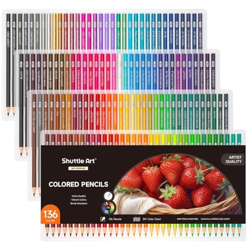 Shuttle Art 136 Coloured Pencils, Soft Core Colouring Pencils Set for Adult Colouring Books, Doodling, Sketching, Drawing, Art Supplies
