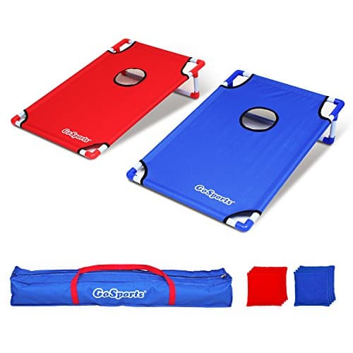 Jeu de lancer de cornhole portable avec cadre en PVC GoSports - Rouge et bleu