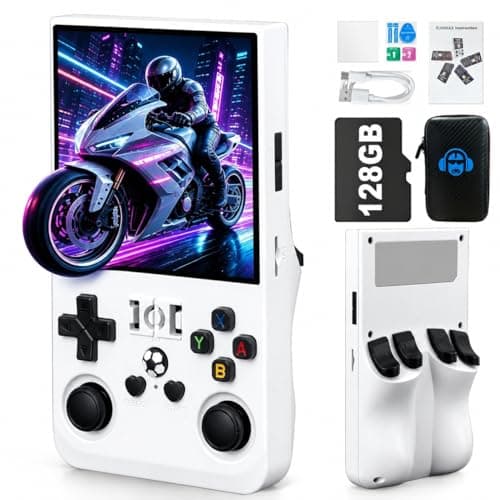 Rhesusco R36MAX Retro Handheld Game Console - Portable Console with 4.0-Inch HD Screen, 128G TF Card, Support 22000+Classic Games, Open Source...