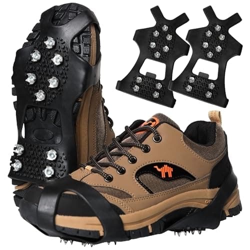 Crampons à glace Crampons de traction à neige Crampons pour chaussures et bottes Crampons antidérapants pour femmes hommes marchant sur la neige et la glace(M)