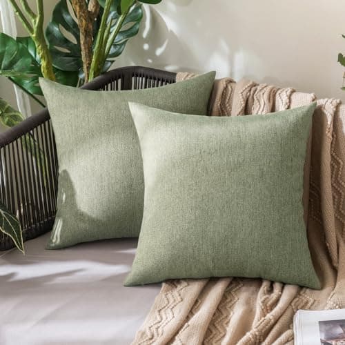 MIULEE Pack of 2 Decorative Outdoor Solid Waterproof Throw Pillow Covers Polyester Linen Garden Farmhouse Cushion Cases for Patio Tent Balcony...