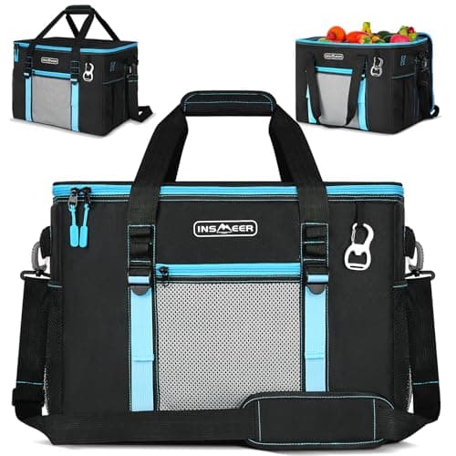 Sac isotherme INSMEER 50L, glacière robuste et étanche pour 75 canettes, glacière pliable étanche avec bandoulière pour la plage,...