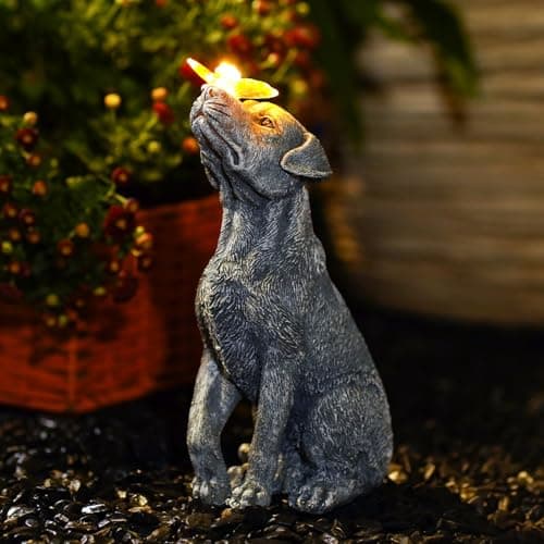 Fashionoda Garden Statue Dog Figurine Decor – Outdoor Decoration with Butterfly for Garden Yard Lawn Home Decor Outside : Christmas Memorial Gifts...