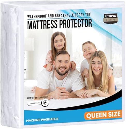Utopia Bedding Protège-matelas imperméable Queen Size, housse de matelas en éponge de qualité supérieure 200 GSM, respirant, style ajusté...