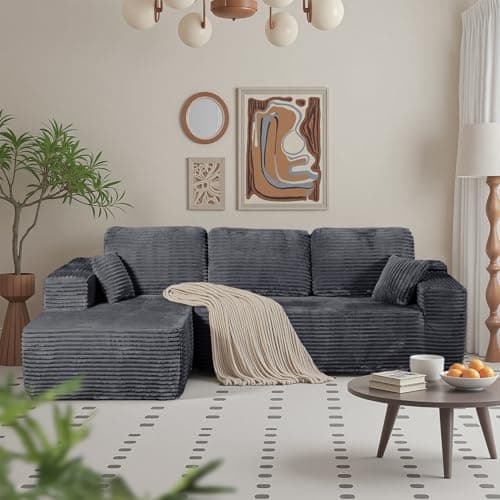 IDEA HOME 105.5-Inch Multi-Functional Sofa, Sleeper Sofa Couch, Cloud Sofa, Cloud-Like Comfort, Portable Compression Design,Corduroy, Plush, L...