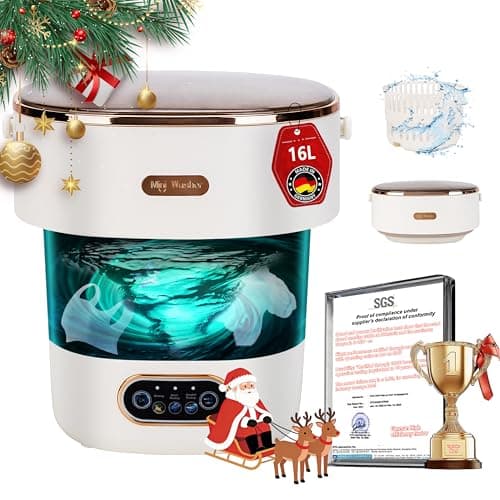 5.0 New Upgraded Portable Washing Machine 16L Mini Foldable Washer [SGS certified German high-efficiency motor] [Hidden UV-C cleaning]Foldable...