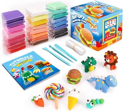 Sago Brothers Air Dry Clay 24 Colors, Modeling Clay for Kids, 3 Year Old Girl Gifts, No-Bake No Mess Molding Clay Kit, Model Magic Clay Christmas...