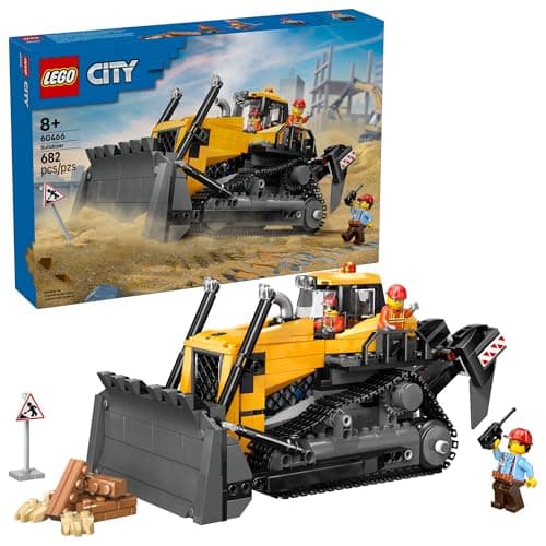 Jouet de construction de chantier de construction LEGO City Bulldozer jaune pour enfants, à partir de 8 ans - Ensemble de jeu de simulation et blocs de construction sur le thème de la construction avec jouet...