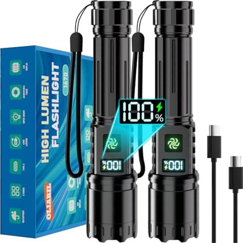 Rechargeable Flashlight 2 Pack, 990000 High Lumens LED Flash Light, Brightest Zoomable Lampe with LCD Digital Display, 5Modes Super Bright...