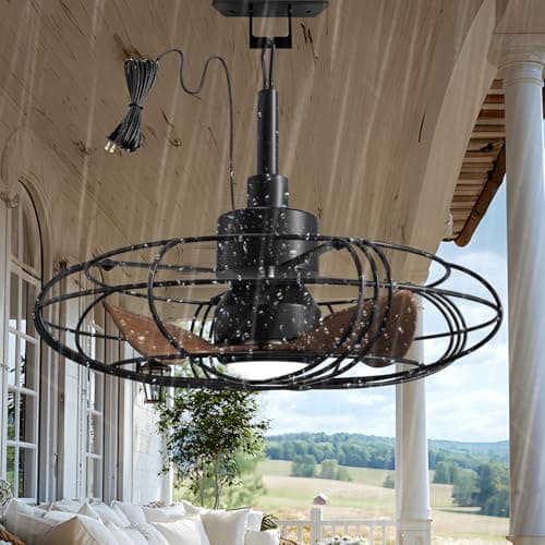 21" Outdoor Ceiling Fan with Lights, Remote, Wall Switch Control, IP55 Waterproof Ceiling Fans with Lights and Remote, 3 Color Temperatures:...