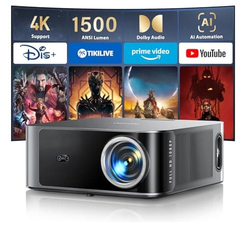 [1500 ANSI/36W Dolby Audio/APPs] Smart-Projector-4K with WiFi6 and 2-Way Bluetooth, AI Auto Focus Projector, HDR10, TOPTRO X9 Outdoor Movie...