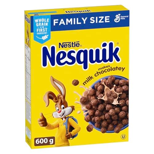 NESQUIK - FAMILY SIZE PACK - Chocolate Cereal Box, Makes Milk Chocolatey, 600 Grams Package of Cereal