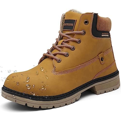 Bottes de neige pour hommes et femmes, bottines de randonnée d'hiver doublées de fourrure, chaussures en cuir antidérapantes, chaussures d'escalade de sentier de randonnée, bottes de travail en plein air imperméables et chaudes