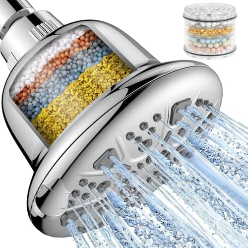 Pommeau de douche filtré - Pommeau de douche haute pression avec filtre pour adoucisseur d'eau dure - Pommeau de douche à effet pluie à 7 réglages pour éliminer le chlore et...