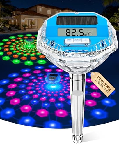 LuxBlue 2026 Upgrade Solar Digital Pool Thermometer with Dynamic Light Show | Floating Pool Thermometer - Large LCD Screen for Easy Read | IP68...