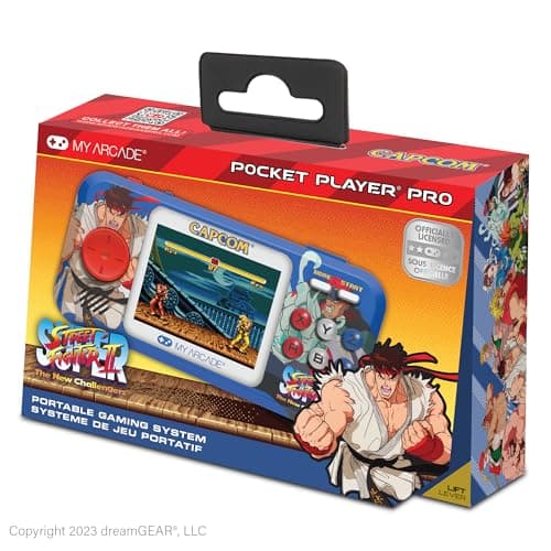 My Arcade Street Fighter II Pocket Player Pro: Officially Licensed, Fun Portable Game Console with 2 Games, 2.75" Color Screen, Retro Games