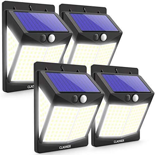 CLAONER Solar Lights Outdoor Motion Sensor Lights 3 Modes, Solar Powered Security Lights (Permanent On All Night/Smart Brightness Control) with 270...