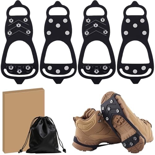 2 paires de crampons à glace pour chaussures et bottes, pointes de randonnée universelles antidérapantes, micro pointes de chaussures pour la neige et la glace, crampons à neige durables pour l'hiver...