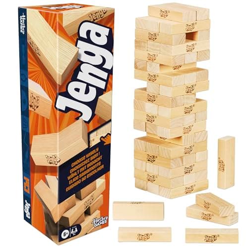 Jenga Official Hasbro Games | Digital Die for 6 More Ways to Play | Original Wood Block Game | Stacking Tower | Ages 6+ | 1+ Players | Party Games