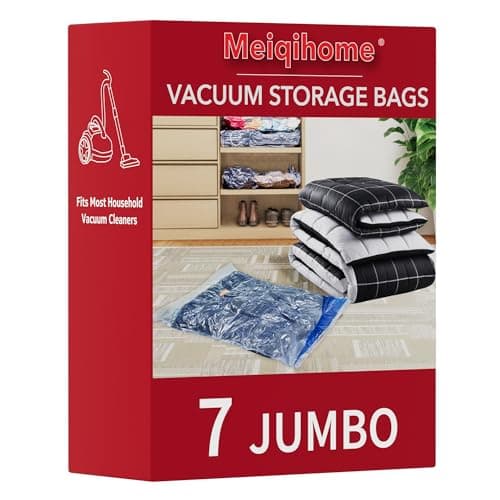 Vacuum Storage Bags 7 Jumbo, Space Saver Sealer Bags,Plastic Packaging Bags,Compression Bags for Clothes, Pillows, Comforters, Blankets, Bedding